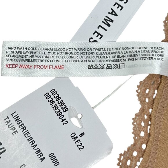 Forever 21 M/L Taupe Ribbed Seamless Bralette Lace Wireless Adjustable Straps - Picture 10 of 12